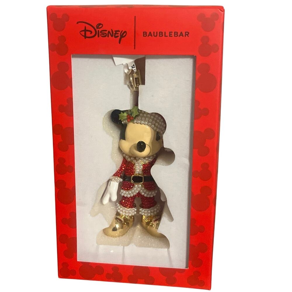 BaubleBar Mickey Mouse Santa Claus Pearl Bling Bag Charm Key Chain Collector - Picture 6 of 8